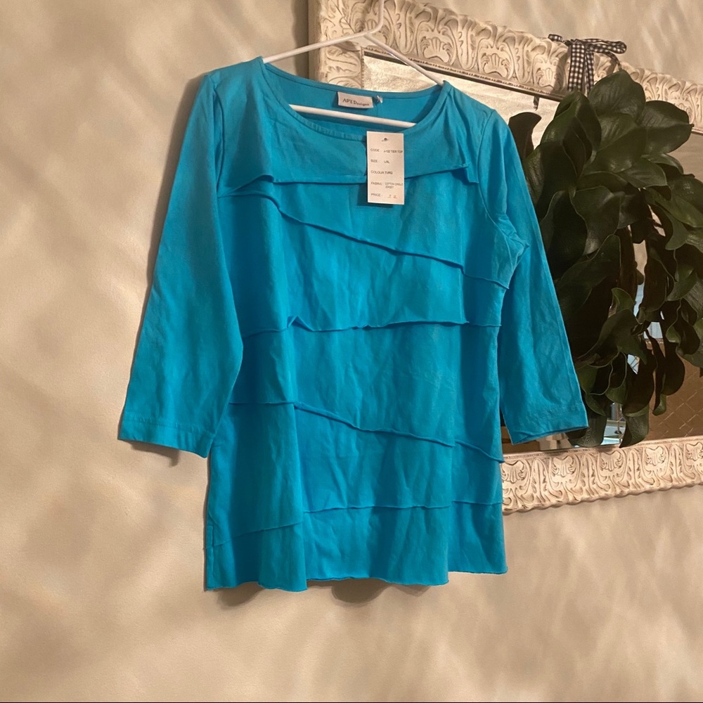 NWT Turquoise Ruffle Top